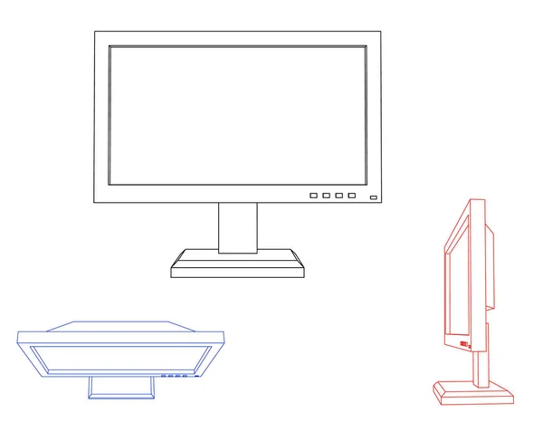 Icono del monitor del ordenador. Aislado sobre fondo blanco. Salida vectorial — Vector de stock