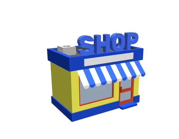 Ladenbau. isoliert auf weißem Hintergrund. 3D-Vektorillustration — Stockvektor
