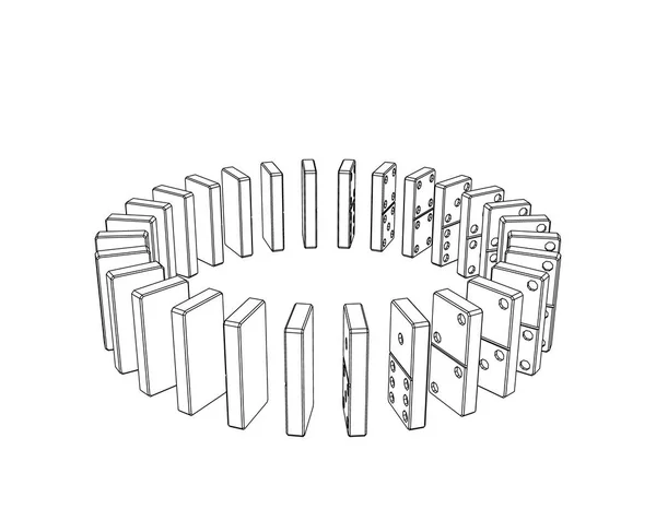 Cirkel av dominobrickor. Isolerade på vit bakgrund. Vektor konturen — Stock vektor