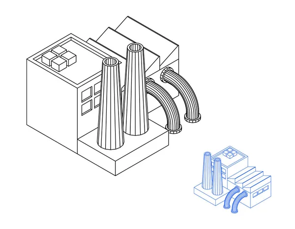 Edificio industrial. Ilustración del esquema vectorial . — Vector de stock