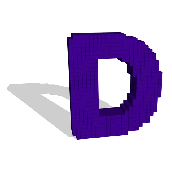 3d pixelated letra maiúscula D. 3d ilustração vetorial . — Vetor de Stock
