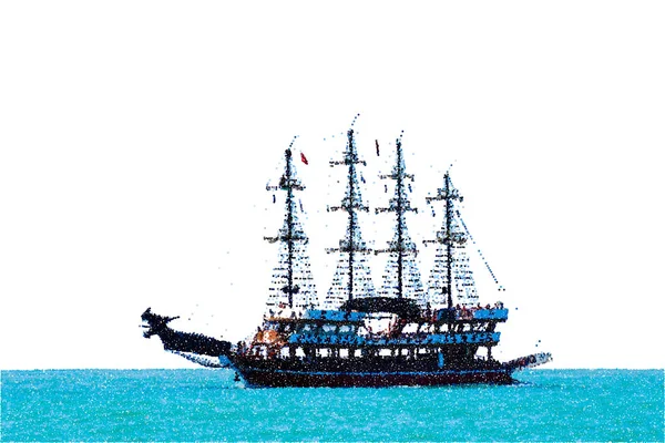 Loď na vodě. Izolované na bílém pozadí. Vektorové ilustrace — Stockový vektor