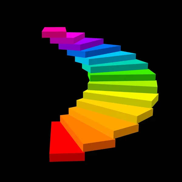 Wendeltreppe. isoliert auf schwarzem Hintergrund. 3d Vektor colorfu — Stockvektor