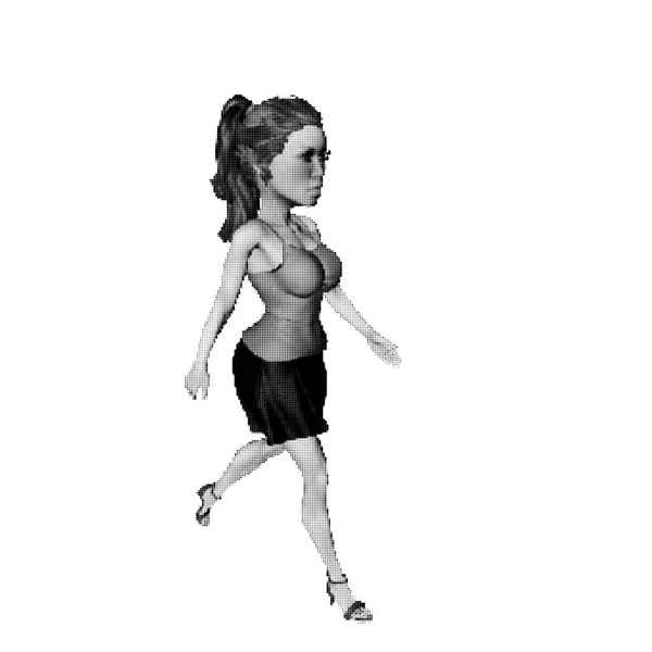 Wanita berjalan. Terisolasi di latar belakang putih. Ilustrasi vektor - Stok Vektor