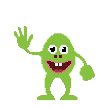 Canavarlar. Beyazda izole edilmiş. Vektör çizimi. Piksel sanatı.