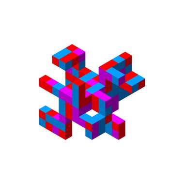 Soyut 3d inşaat. Beyaz arka plan üzerinde izole. Vektör c