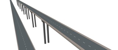 Otoyol destekler üzerinde. 3d Vektör illüstrasyonu.