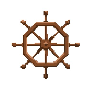 Gemi dümeni. Beyaz arka planda izole edilmiş. Vektör çizimi. Pi