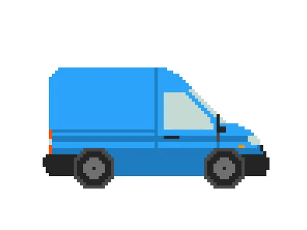 Minibus icon. Isolated on white. Vector illustration. Pixel art. — Stock Vector