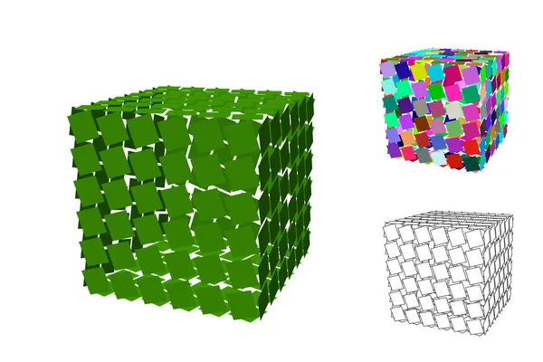 Ensemble polygonal abstrait de cube cassé. Illustration vectorielle 3d . — Image vectorielle