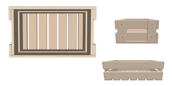 Cassetta di legno vuota. Isolato su sfondo bianco. Vettore illustr — Vettoriale Stock