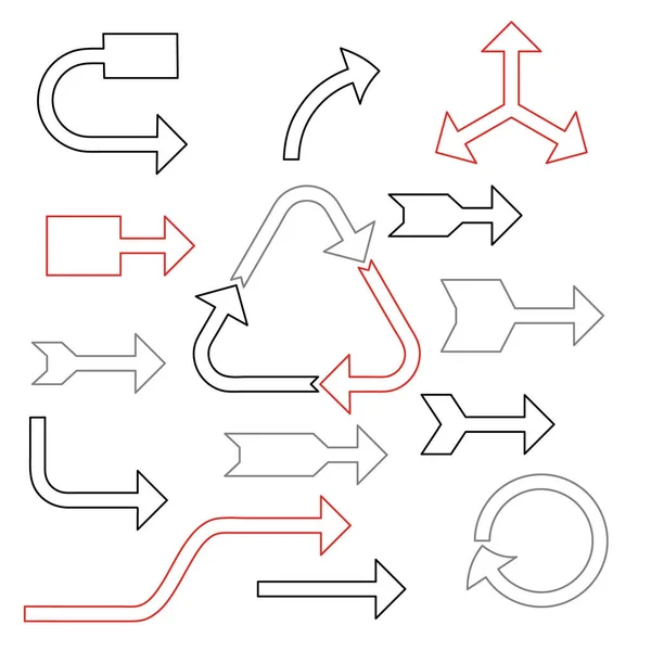 Pijl teken ingesteld. Geïsoleerd op een witte achtergrond. Vector overzicht ziek — Stockvector