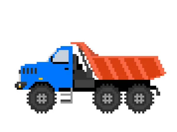 Camión volquete. Aislado sobre blanco. Ilustración vectorial. Pixel arte . — Vector de stock