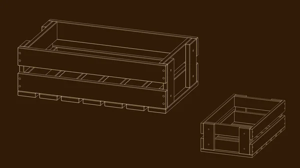 Cassetta di legno vuota. Illustrazione dello schema vettoriale — Vettoriale Stock