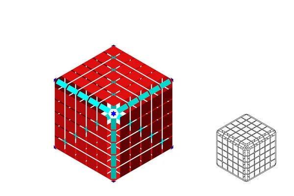Cube cassé polygonal abstrait. Illustration vectorielle 3d. Isometri — Image vectorielle