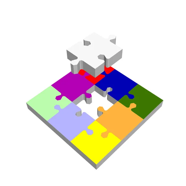 Quebra-cabeça desligado. Isolado em fundo branco. 3d vetor col —  Vetores de Stock