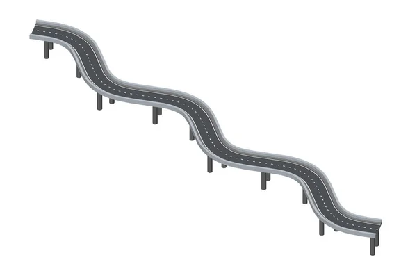 Carretera curva sobre soportes. Ilustración vectorial 3d . — Vector de stock