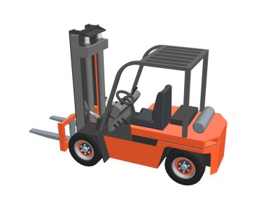 Forklift kamyonu. Beyaz üzerine izole edilmiş. 3d Vektör illüstrasyonu.