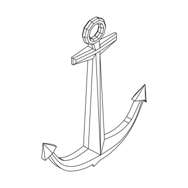 Deniz çapası. Vektör anahat çizimi.
