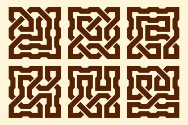 Kelt düğümü kuruldu. Soyut süs. Vektör illüstrasyonu.