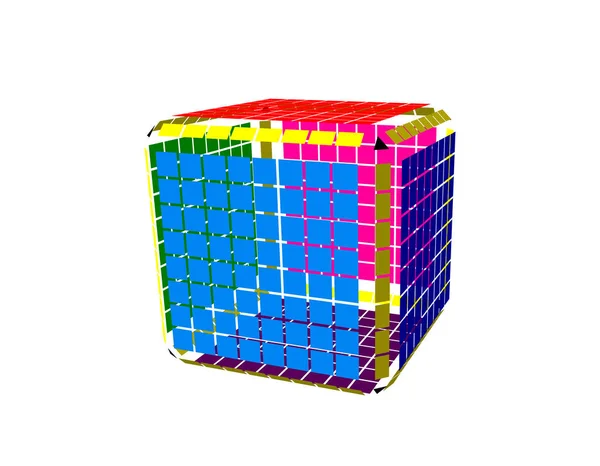 Cubo poligonal abstracto con cortes. Ilustración vectorial 3d . — Vector de stock