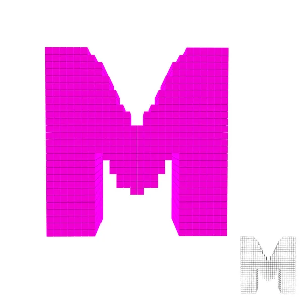 3d lettre majuscule pixellisée M. Illustration vectorielle . — Image vectorielle