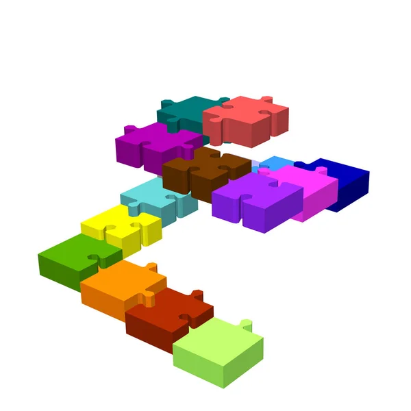 Puzzletreppe. isoliert auf weiß. 3d Vektor bunt illust — Stockvektor