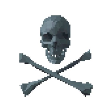 Kafatası ve kemikler. Korsan simgesi. Beyaz arka planda izole edilmiş. Ve