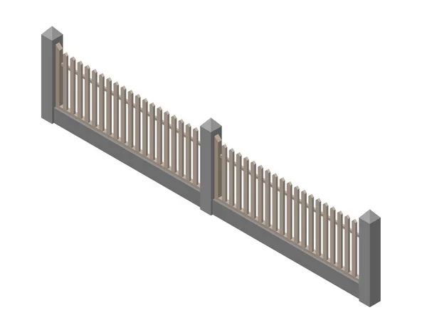 木製の柵。白い背景に隔離されている。3Dベクトルイラストラティ — ストックベクタ