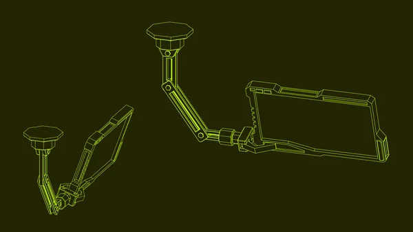 Ρομποτικό βραχίονα με φουτουριστικό οθόνη. Εικονογράφηση διάνυσμα διάρθρωσης — Διανυσματικό Αρχείο