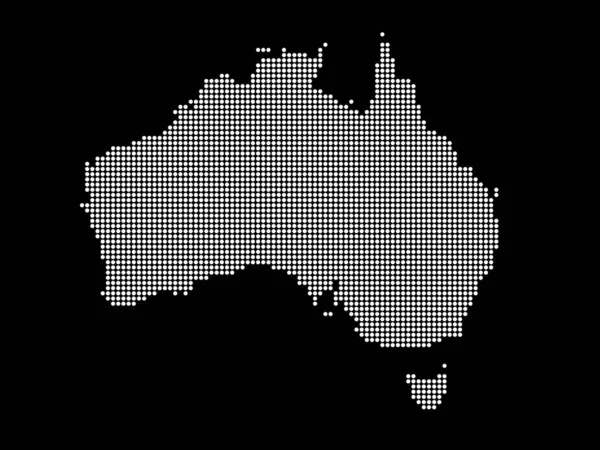 Australia pixel map. Ilustración vectorial. Estilo de medio tono . — Archivo Imágenes Vectoriales