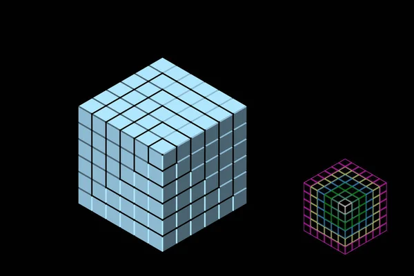 带切口的抽象多边形立方体。3d 矢量插图。伊某 — 图库矢量图片