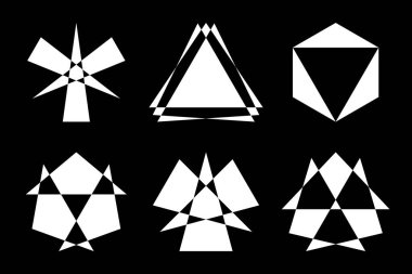 Farklı soyut geometrik tasarım ögesi seti. Vektör illüstrası