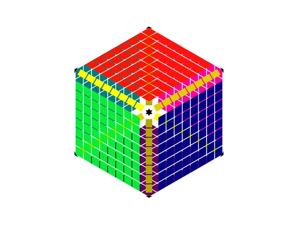 Abstracte veelhoekige gebroken kubus. 3D vector illustratie. Isometri — Stockvector