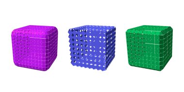 Soyut poligonal küp kesim seti ile. Beyaz arka plan üzerinde izole. 3D vektör çizim.