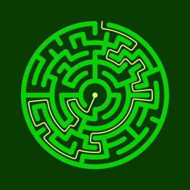 Çözümlü labirent. Vektör illüstrasyonu.