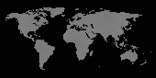Abstrakte Pixel Weltkarte Halbtonstil Vektorillustration — Stockvektor