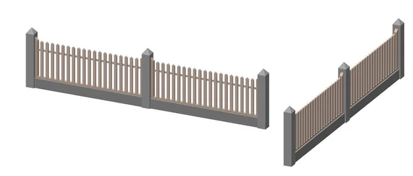 Cerca Madeira Isolado Fundo Branco Ilustração Vetorial Projecção Diametral — Vetor de Stock