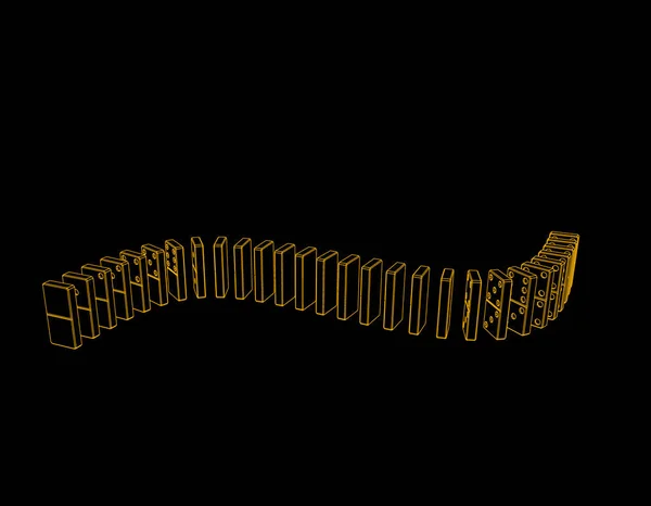 Dominos Isolé Sur Fond Noir Illustration Vectorielle Des Contours — Image vectorielle