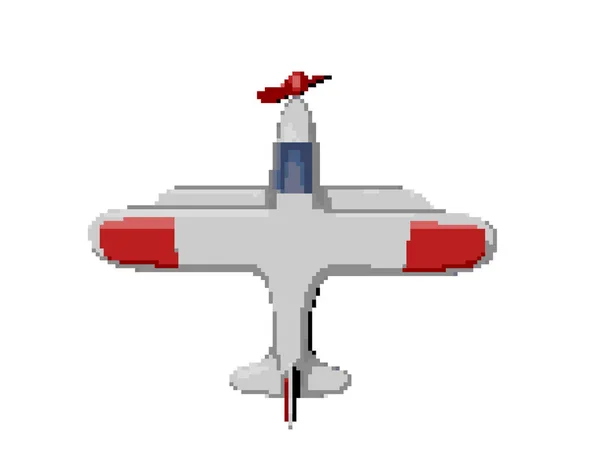 复古飞机被白色背景隔离 Pixel艺术矢量图解 — 图库矢量图片