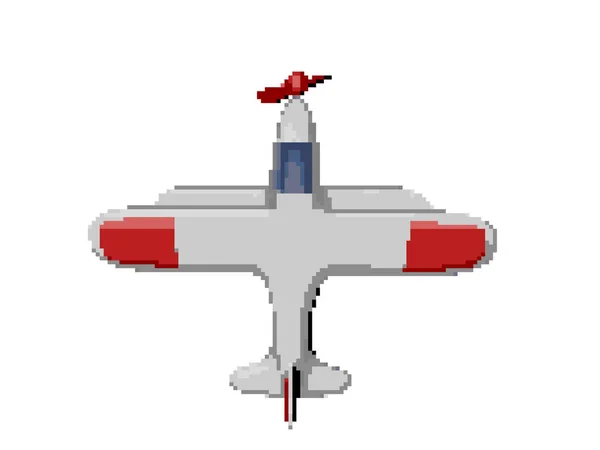 Avión Retro Aislado Sobre Fondo Blanco Pixel Arte Vector Ilustración — Vector de stock