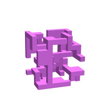 Soyut 3d inşaat. Beyaz arka plan üzerinde izole. Vektör çizim.