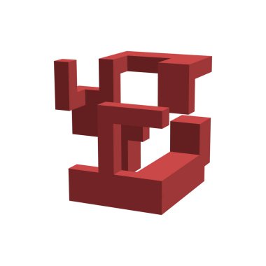 Soyut 3d inşaat. Beyaz arka plan üzerinde izole. Vektör çizim.