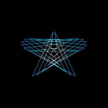 Satırları soyut geometrik şekli. Siyah arka plan üzerine izole. Vektör anahat çizim.