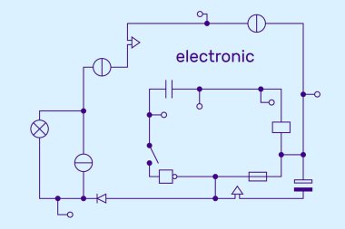 Elektronik devre şeması. Teknoloji konsepti. Vektör illüstrasyonu.