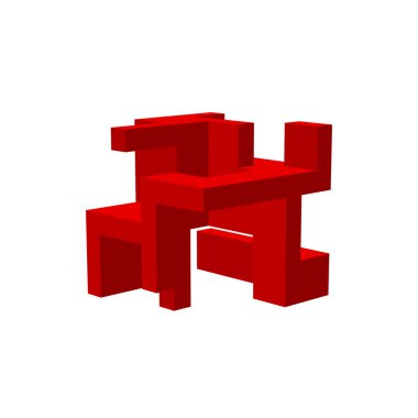 Soyut 3d inşaat. Beyaz arka plan üzerinde izole. Vektör çizim.