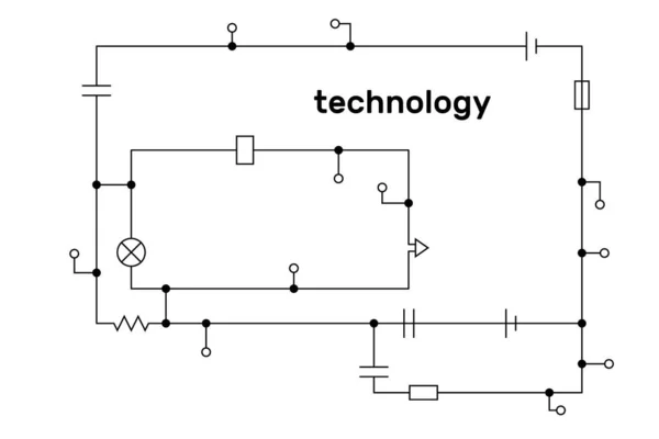 Schéma Elektronického Obvodu Technologický Koncept Vektorová Ilustrace — Stockový vektor