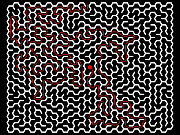 Laberinto Hexagonal Forma Rectángulo Con Solución Ilustración Vectorial — Archivo Imágenes Vectoriales