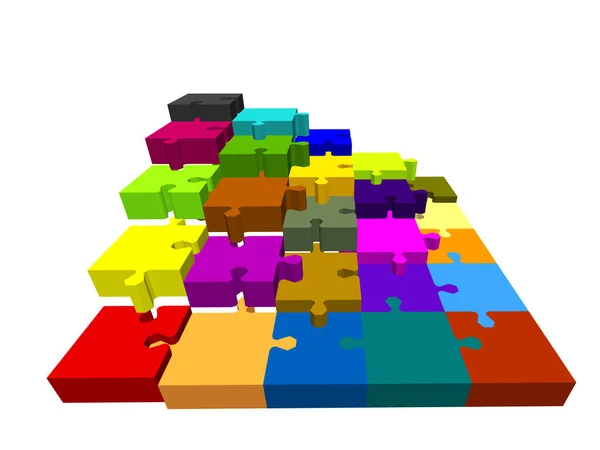 Piédestal Puzzle Isolé Sur Fond Blanc Illustration Colorée Vectorielle — Image vectorielle