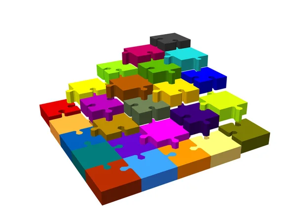 Het Voetstuk Van Puzzel Geïsoleerd Witte Achtergrond Vector Kleurrijke Illustratie — Stockvector